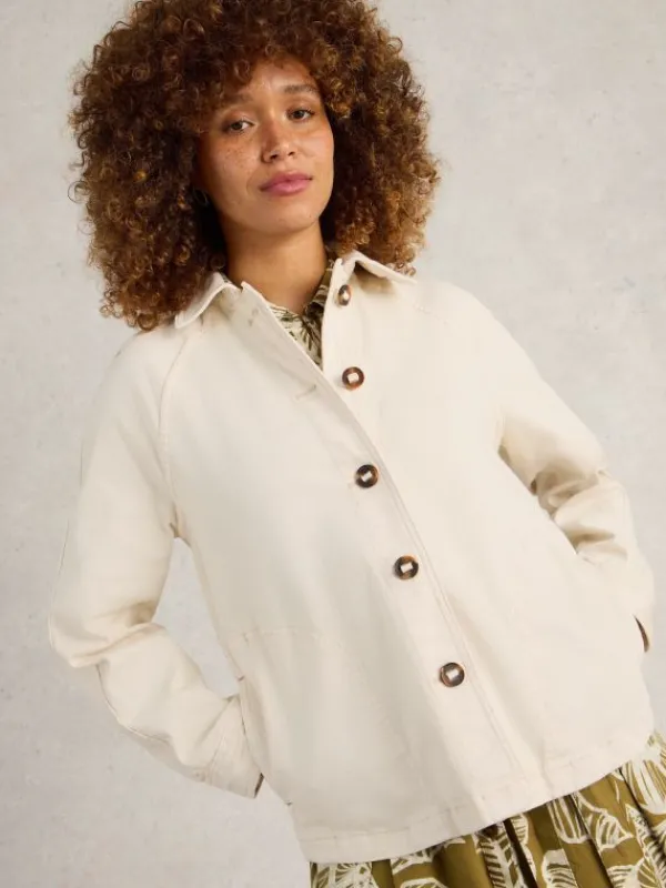 Eden Denim Collared Jacket in LIGHT NATURAL<White Stuff Outlet