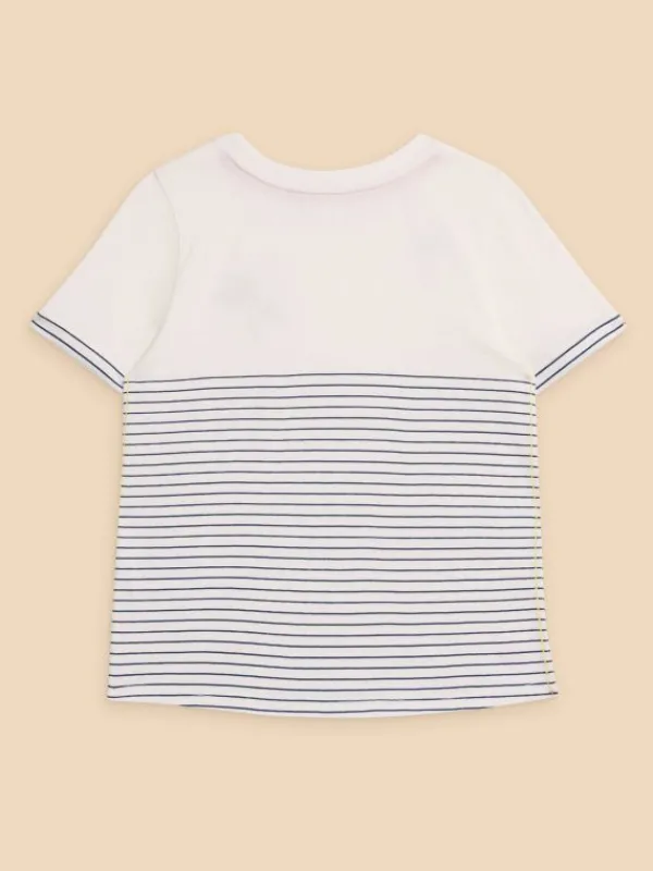 Girls Embroidered Stripe Tee in IVORY MULTI<White Stuff Discount