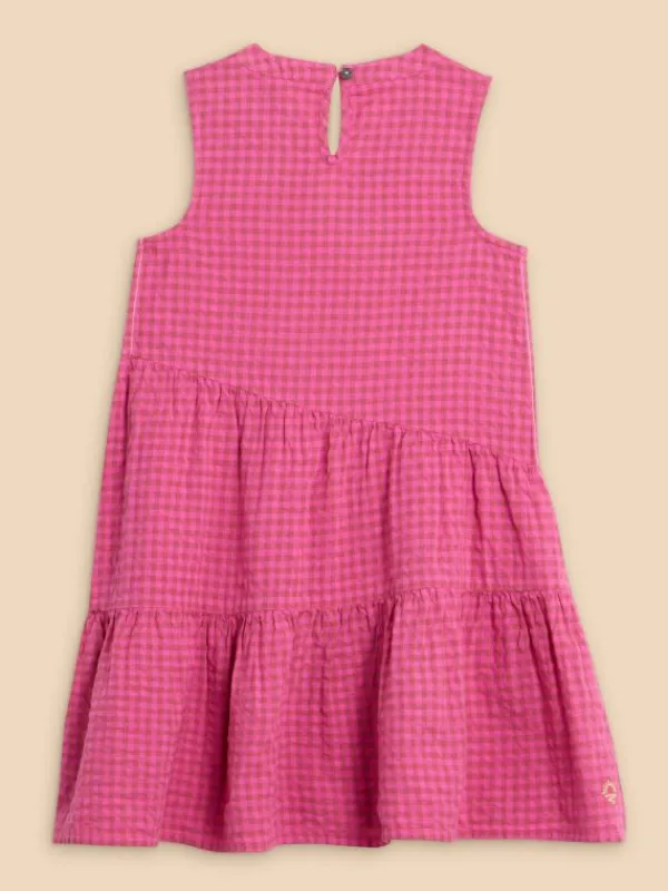 Girls Gingham Dress in BRIGHT PINK<White Stuff Sale