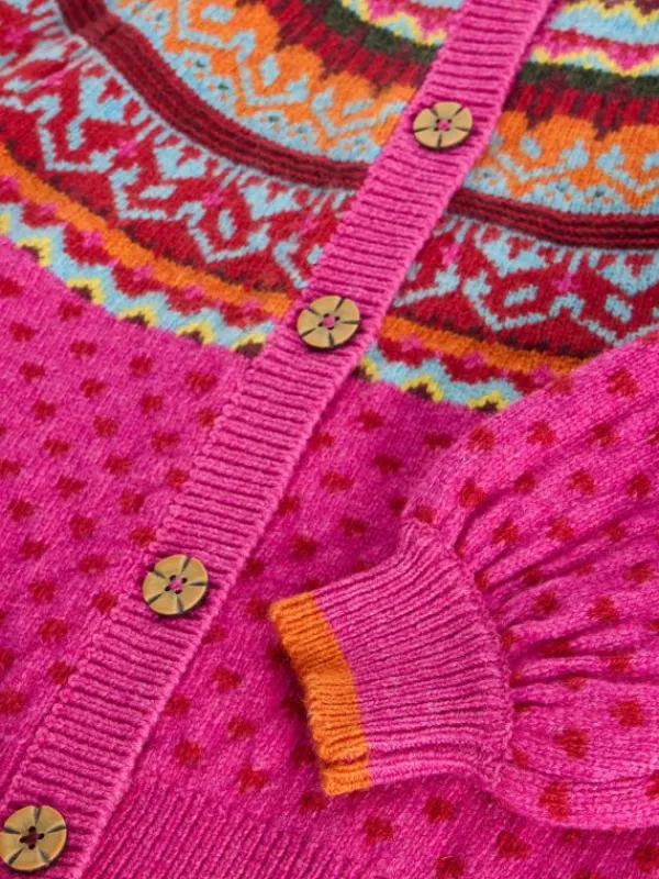 Kids Fairisle Cardigan in BRIGHT PINK<White Stuff Hot