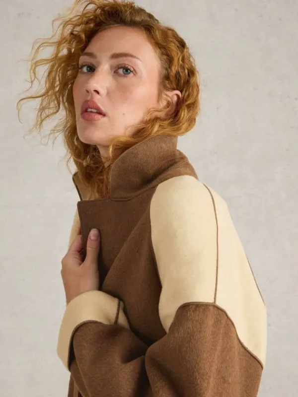 Sabine Wool Blend Coat in NATURAL MULTI<White Stuff Online