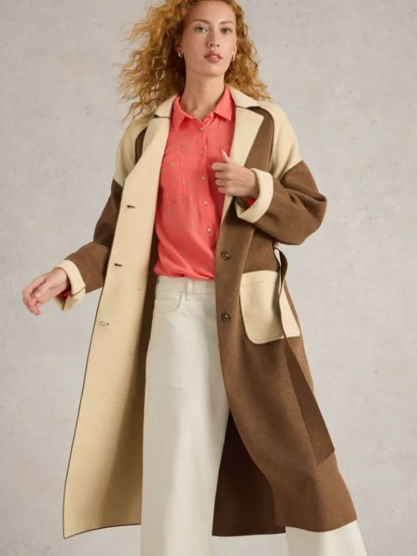 Sabine Wool Blend Coat in NATURAL MULTI<White Stuff Online